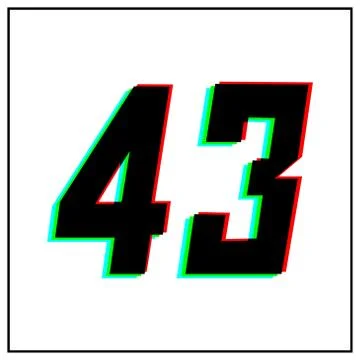 Number 43, forty three vector desing logo.Dynamic, split-color, shadow of  nu Stock Illustration