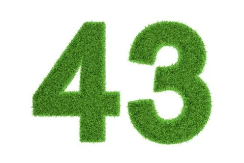 Number 43 with a green grass texture Stock Illustration