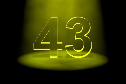 Number 43 illuminated with yellow light Stock Illustration