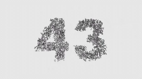 Number 43 Made of Numbers. 3D Font Number Animation with Alpha Channel Stock Footage 302172277