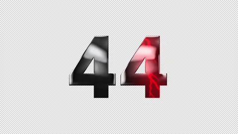 Number 44 with lightning, alpha channel, number forty four Stock Footage 276362480