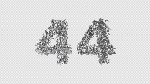 Number 44 Made of Numbers. 3D Font Number Animation with Alpha Channel Stock Footage 302172304