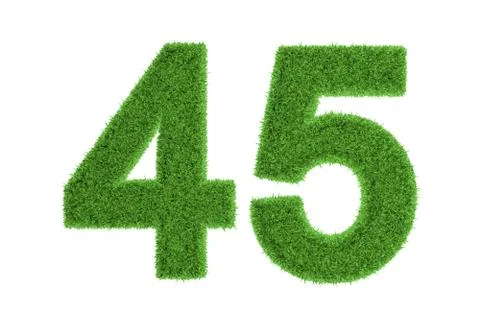 Number 45 with a green grass texture Stock Illustration