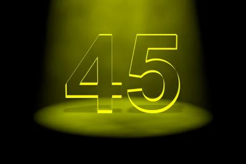 Number 45 illuminated with yellow light Stock Illustration