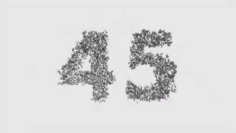 Number 45 Made of Numbers. 3D Font Number Animation with Alpha Channel Video stock 302172738