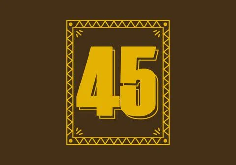 Number 45 in retro rectangle frame Stock Illustration