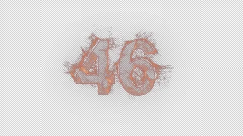 Number 46 on fire with alpha channel, number forty six Stock Footage 263539763