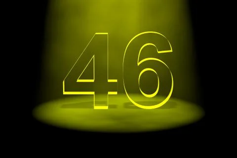 Number 46 illuminated with yellow light Stock Illustration