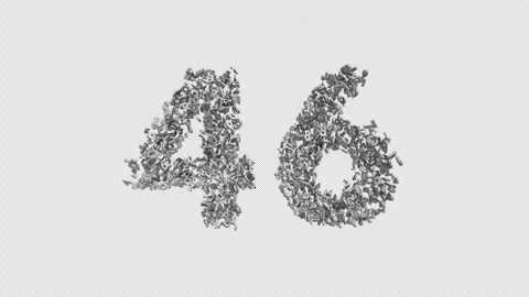 Number 46 Made of Numbers. 3D Font Number Animation with Alpha Channel Video stock 302172780