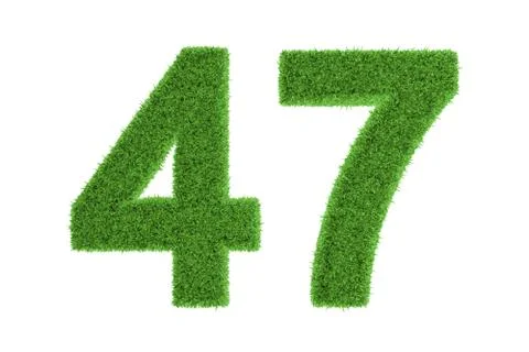 Number 47 with a green grass texture Stock Illustration