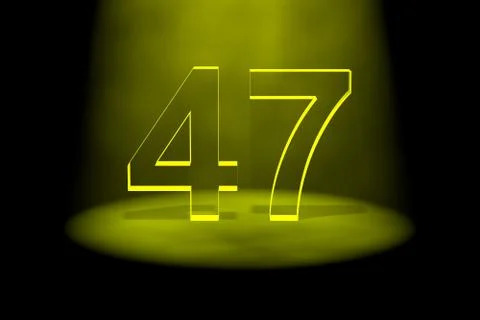 Number 47 illuminated with yellow light Stock Illustration