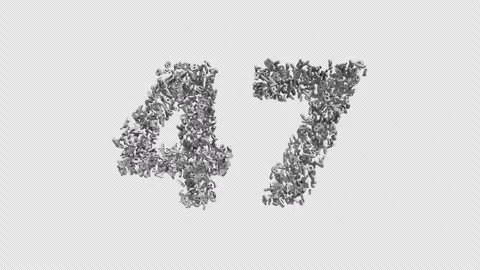 Number 47 Made of Numbers. 3D Font Number Animation with Alpha Channel Video stock 302172745