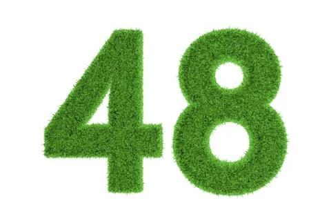 Number 48 with a green grass texture Stock Illustration