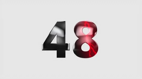 Number 48 with lightning, alpha channel, number forty eight Stock Footage 276362640