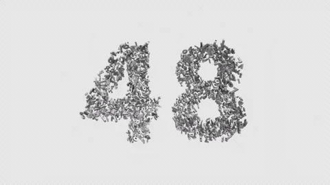 Number 48 Made of Numbers. 3D Font Number Animation with Alpha Channel Video stock 302172771