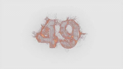 Number 49 on fire with alpha channel, number forty nine Stock Footage 263539883
