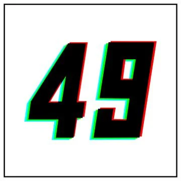 Number 49, forty nine vector desing logo.Dynamic, split-color, shadow of  num Illustrazione stock
