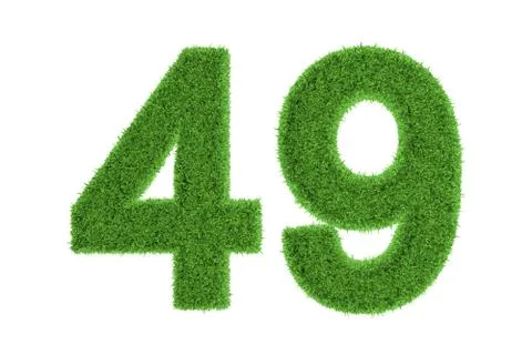 Number 49 with a green grass texture Stock Illustration