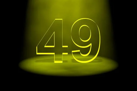 Number 49 illuminated with yellow light Stock Illustration