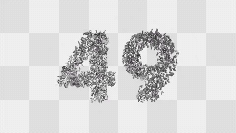 Number 49 Made of Numbers. 3D Font Number Animation with Alpha Channel Stock Footage 302172747