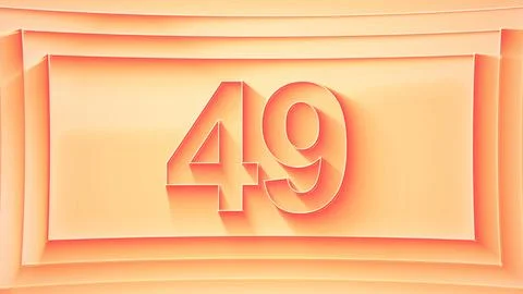Number 49. Minimalistic embossed number with glittering lights. Stock Illustration