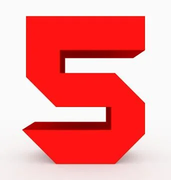 Number 5 3d cubic red isolated on white Stock Illustration