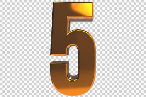 Number 5 3d render illustration PNG Transparent Background Illustrazione stock