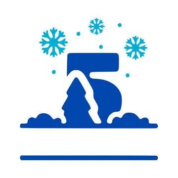 Number 5 and winter composition monogram, vector logo, emblems or initial des Stock Illustration