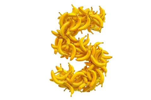 Number 5 from bananas, 3D rendering Illustrazione stock