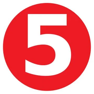 The Number 5 Big Red Dot Letters And Numbers White Capitalized Font On A Big  Stock Illustration