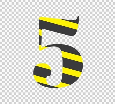 Number 5 Black Five In A Bold Serif 3D white font typography Stock Illustration