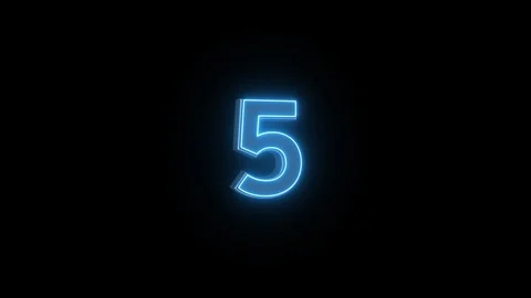 Number 5 blue neon light background video Stock Footage 123749306