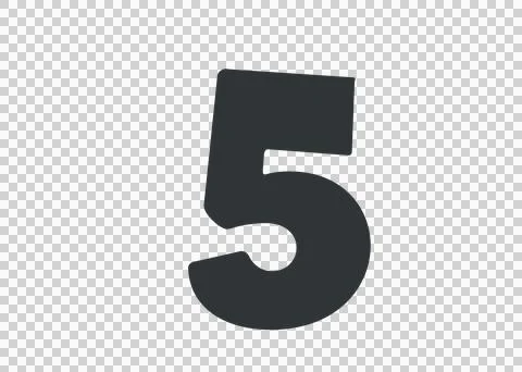 Number 5 Bold Black Digital Five digit typography math Ilustração Stock