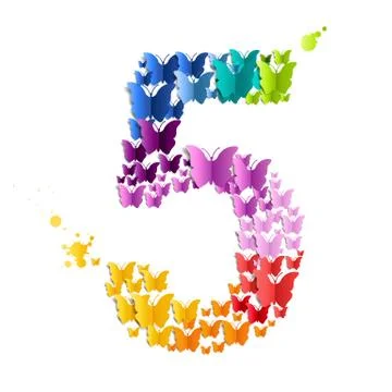 Number  5 Of Butterfly Stock Illustration