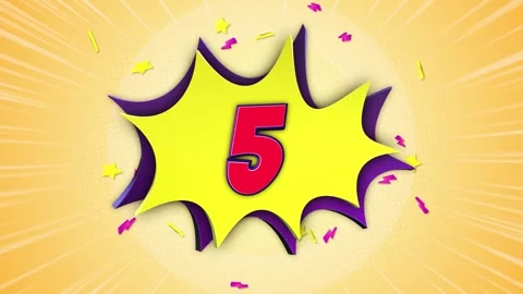 Number 5 Comic Text Animation Background on Alpha Channel, Loop 库存影片 308992898