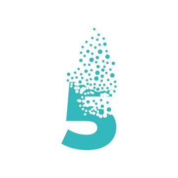 Number 5 dispersing into a cloud of bubbles. Five Stock Illustration