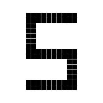 Number 5 five 3d cube pixel shape minecraft 8 bit Stock Illustration