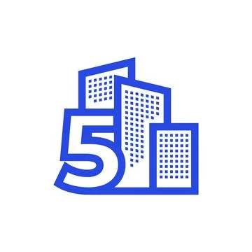 Number 5 five with building property apartment logo design vector graphic s.. Ilustración de archivo