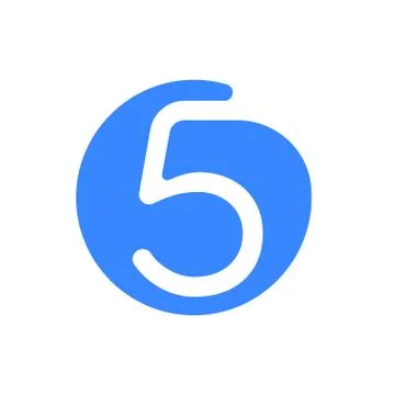 Number 5 five font logo vector blue icon Stock Illustration