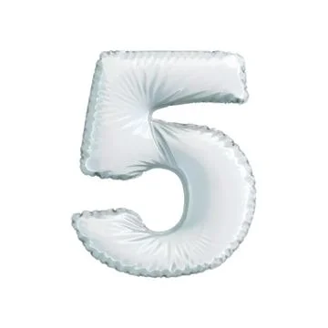 Number 5 five of white balloons on a white background. Illustration