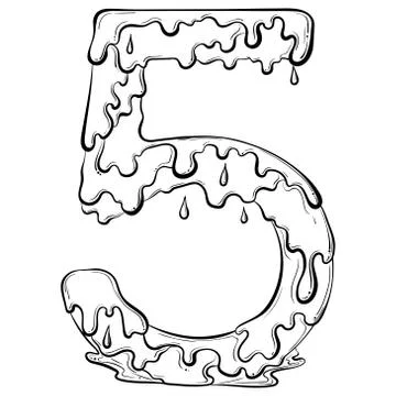 Number 5 with flow drops 스톡 일러스트