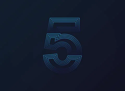 Number 5 font, digital technology design, network concept.  Vector illustrati Stock Illustration