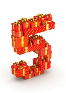 Number 5 from gifts Stock Illustration