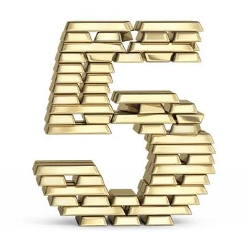 Number 5 from gold bars Ilustración de archivo