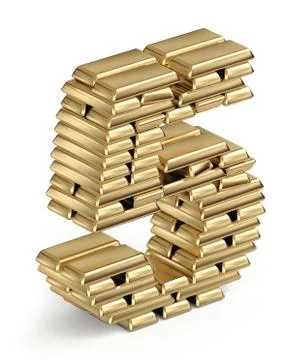 Number 5 from gold bars Ilustración de archivo