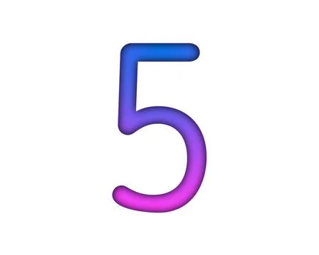 Number 5 gradient blue pink 3d sign symbol on white background Stock Illustration