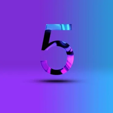 Number 5 illustration . Creative synthwave cyberpunk design elements. Isolate Stock Illustration
