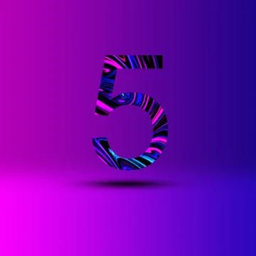 Number 5 illustration . Creative synthwave cyberpunk design elements. Isolate Stock Illustration