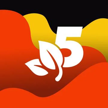 Number 5 Leaf Logo Stock Illustration