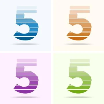 Number 5 logo design set Stock Illustration